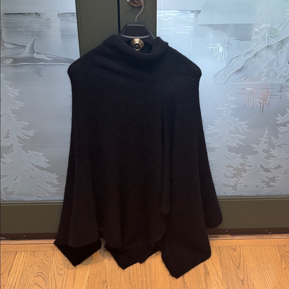 Eileen Fisher Black Mohair Poncho Sweater